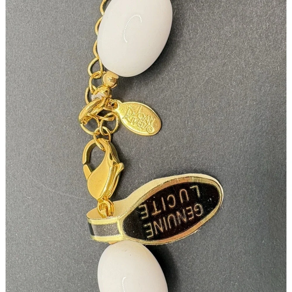 Vintage Joan‎ Rivers White Lucite Choker Necklace Oval Beaded Japan 17